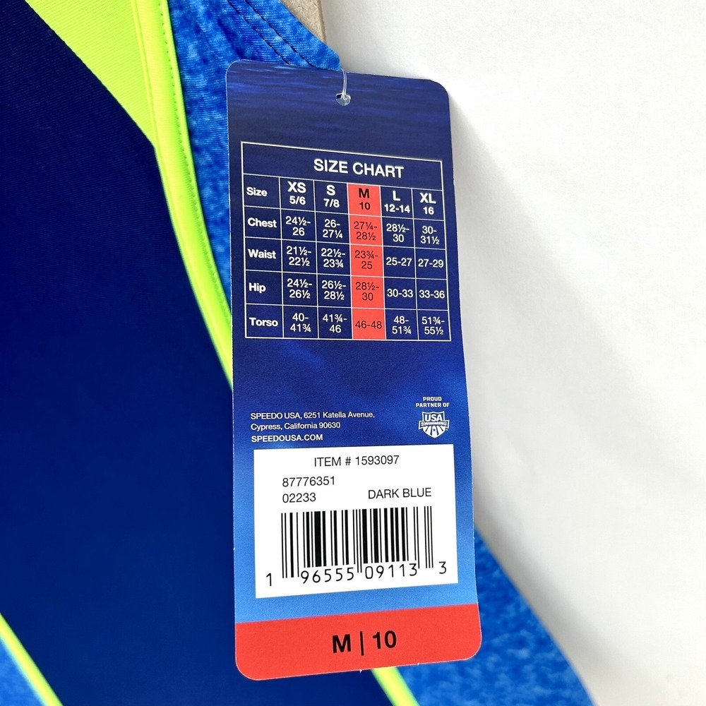 Speedo Youth Girls M/10 Dark Blue Chlorine Resistant One Piece Swimsuit (H1) - Picture 3 of 4